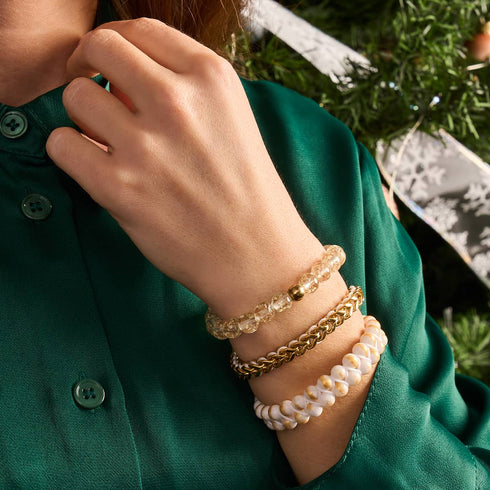 Weiß x Gold | Gaia Weizenkettenarmband